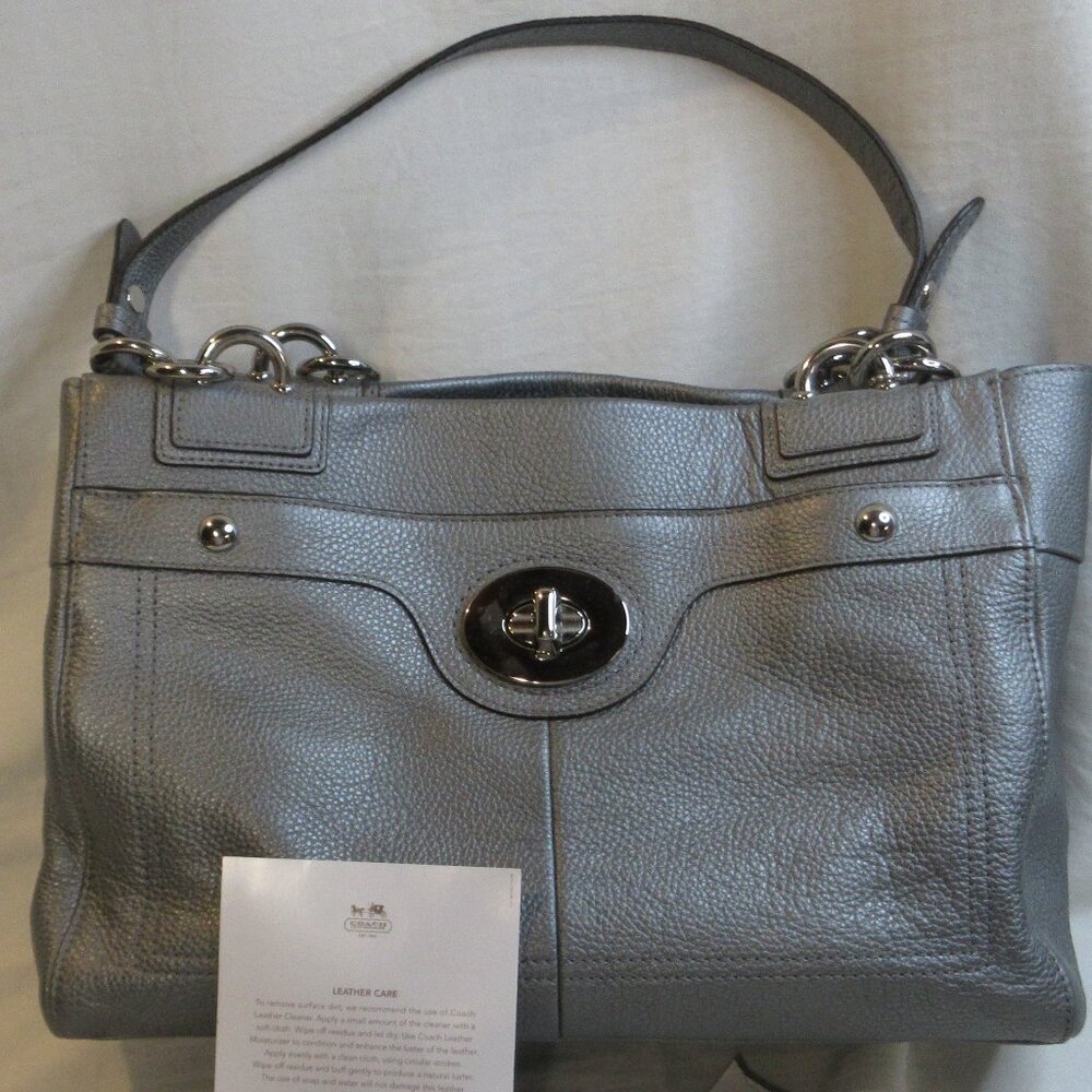 VINTAGE~PENELOPE~Y2K~SILVER PEBBLE LEATHER #F16531 DOUBLE HANDLED PURSE~WITH TAG